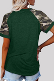 Camisetas básicas com estampa casual com gola O (6 cores)