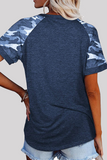 Camisetas básicas com estampa casual com gola O (6 cores)