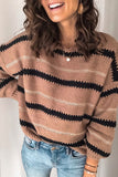Casual Striped Patchwork O Neck Sweaters(4 Colors)