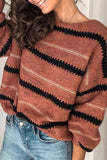 Lässige gestreifte Patchwork-Pullover mit O-Ausschnitt (4 Farben)