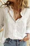 Casual Solid Buckle Shirt Collar Blouses(4 Colors)