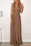 Elegante, solide Abendkleider mit rückenfreiem Trägerdesign (20 Farben)