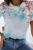 Camisetas básicas casuais com estampa de rua e gola redonda (4 cores)