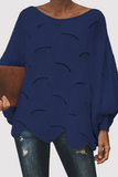 Modische, elegante, solide, ausgehöhlte, Patchwork-Pullover mit O-Ausschnitt (7 Farben)
