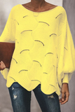 Suéteres elegantes e elegantes com retalhos vazados e gola redonda (7 cores)