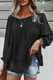 Fashion Street Solid Patchwork O Neck Tops