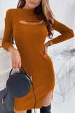 Fashion Street Solid Hollowed Out O Neck Pencil Skirt Dresses