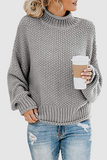 Suéteres casuais de gola alta com retalhos sólidos (11 cores)