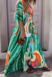 Modische, elegante, bedruckte Kleider mit Frenulum-Schlitz und V-Ausschnitt (4 Farben)
