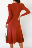 Casual Solid Split Joint O Neck A Line Dresses(5 Colors)