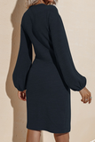 Fashion Elegant Solid Patchwork Strap Design V Neck Pencil Skirt Dresses(4 Colors)