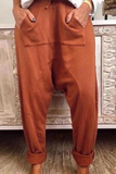 Calça casual com cordão e bolso solto Harlan de cor sólida (4 cores)