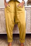 Calça casual com cordão e bolso solto Harlan de cor sólida (4 cores)