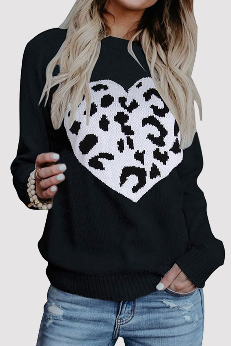 Casual Print Split Joint O Neck Tops Sweater