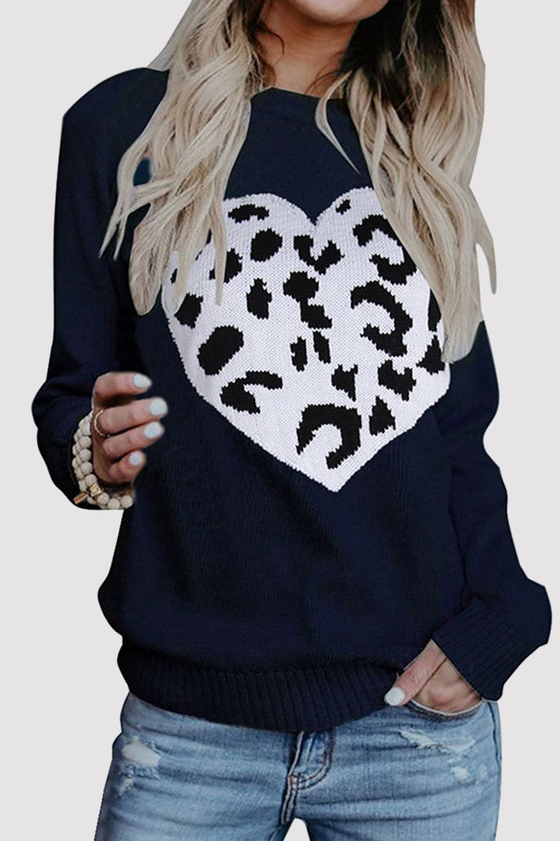 Casual Print Split Joint O Neck Tops Sweater