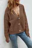 Casual Solid Buckle V Neck Tops Sweater(5 Colors)