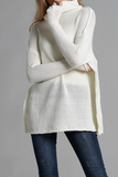 Casual Solid Split Joint Turtleneck Tops Sweater