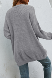 Lässiger, einfarbiger Pullover mit geteilten Taschen und Oberteilen
