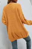 Lässiger, einfarbiger Pullover mit geteilten Taschen und Oberteilen