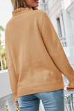 Suéter casual sólido dividido com fivela com decote em V