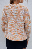 Suéter casual patchwork com fivela e decote em V