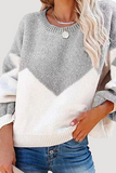 Suéter casual com contraste geométrico e gola O