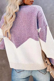Lässiger Pullover mit geometrischem Kontrast und O-Ausschnitt