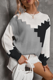 Lässiger Pullover mit O-Ausschnitt und kontrastierendem Farbklumpen