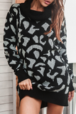 Casual Print  Contrast Turtleneck Dresses Sweater