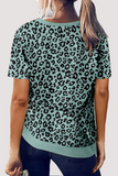 Lässige Leoparden-Basic-T-Shirts mit O-Ausschnitt