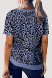 Lässige Leoparden-Basic-T-Shirts mit O-Ausschnitt