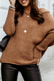 Lässiger, einfarbiger Pullover mit O-Ausschnitt und geteiltem Oberteil (3 Farben)