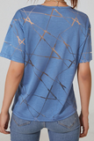 Street Patchwork Hollowed Out O Neck T-Shirts