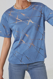Street-Patchwork-T-Shirts mit ausgehöhltem O-Ausschnitt