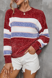 Street Color Lump Kontrast-Pullover mit O-Ausschnitt