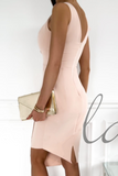 Fashion Elegant Solid Flounce V Neck Pencil Skirt Dresses(3 Colors)