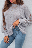 Lässiger Pullover mit fester Spitze und ausgehöhltem O-Ausschnitt (4 Farben)