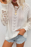 Lässiger Pullover mit fester Spitze und ausgehöhltem O-Ausschnitt (4 Farben)