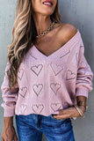 Fashion Casual Solid Hollowed Out V Neck Tops