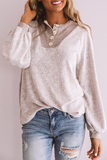 Casual Patchwork Buckle  Contrast O Neck Tops