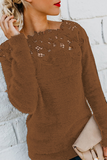 Casual Solid Lace Hollowed Out Off the Shoulder Tops Sweater(10 Colors)