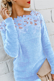 Lässiger Pullover mit fester Spitze, ausgehöhlt, schulterfrei, Oberteil (10 Farben)