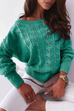 Fashion Casual Solid Hollowed Out O Neck Tops