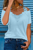 Camisetas fashion sólidas com gola V divididas (4 cores)