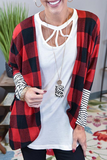 Casual Plaid Striped Patchwork Contrast Tops
