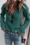 Casual Solid Patchwork V Neck Sweaters(6 Colors)