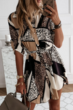 Lässige, elegante Kleider mit Leopardenmuster und Frenulum-Schnalle