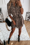 Casual Elegant Print Leopard Frenulum Buckle Dresses