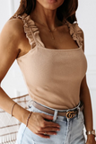 Casual Street Solid Patchwork Stringy Selvedge Off the Shoulder Tops