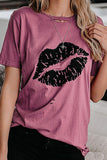 Camisetas fashion com estampa doce e gola redonda dividida (3 cores)